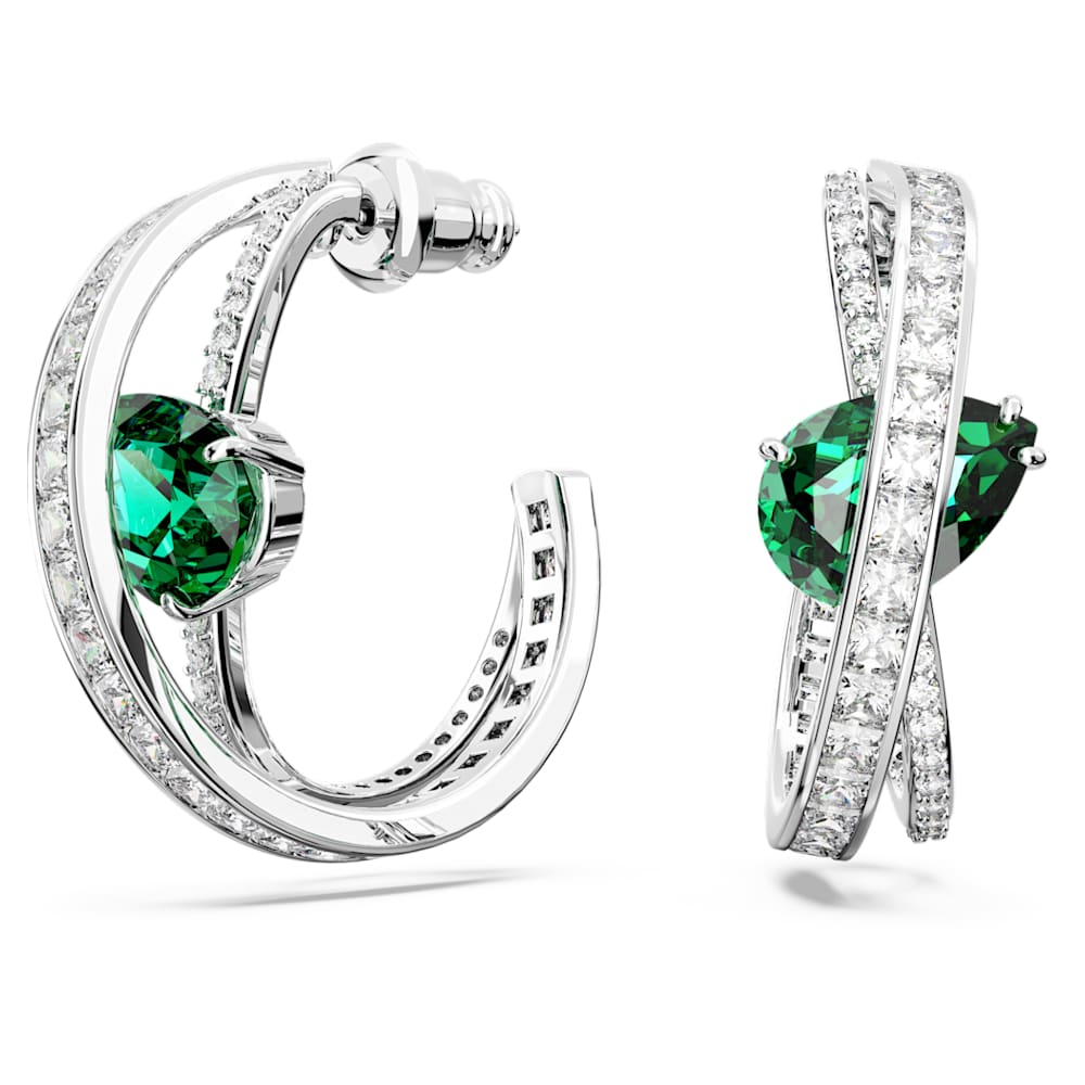Swarovski Hyperbola Green Rhodium Plated Hoop Earrings with Mixed-Cut Crystals