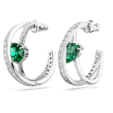 Swarovski Hyperbola Green Rhodium Plated Hoop Earrings with Mixed-Cut Crystals