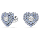 Blue Heart Stud Earrings with Rhodium-Plated Swarovski Zirconia