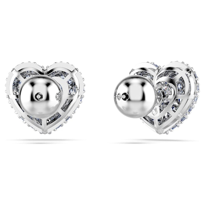 Blue Heart Stud Earrings with Rhodium-Plated Swarovski Zirconia