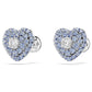 Blue Heart Stud Earrings with Rhodium-Plated Swarovski Zirconia
