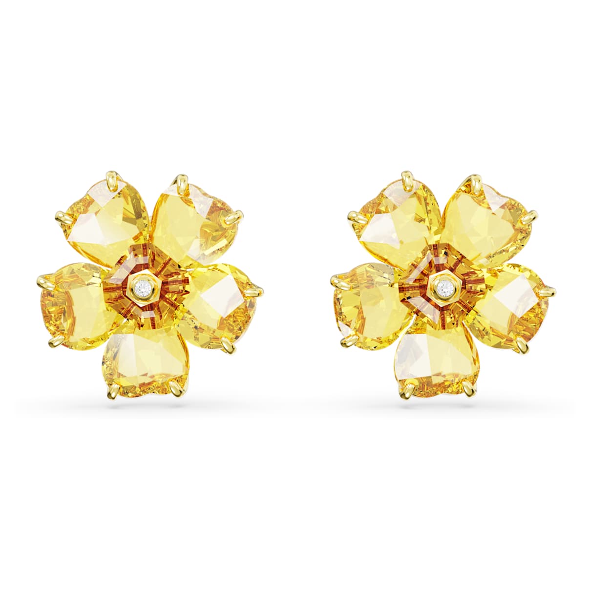 Swarovski Idyllia Gold-Tone Yellow Petal Stud Earrings with Crystal