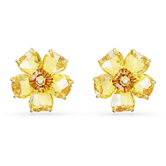 Swarovski Idyllia Gold-Tone Yellow Petal Stud Earrings with Crystal