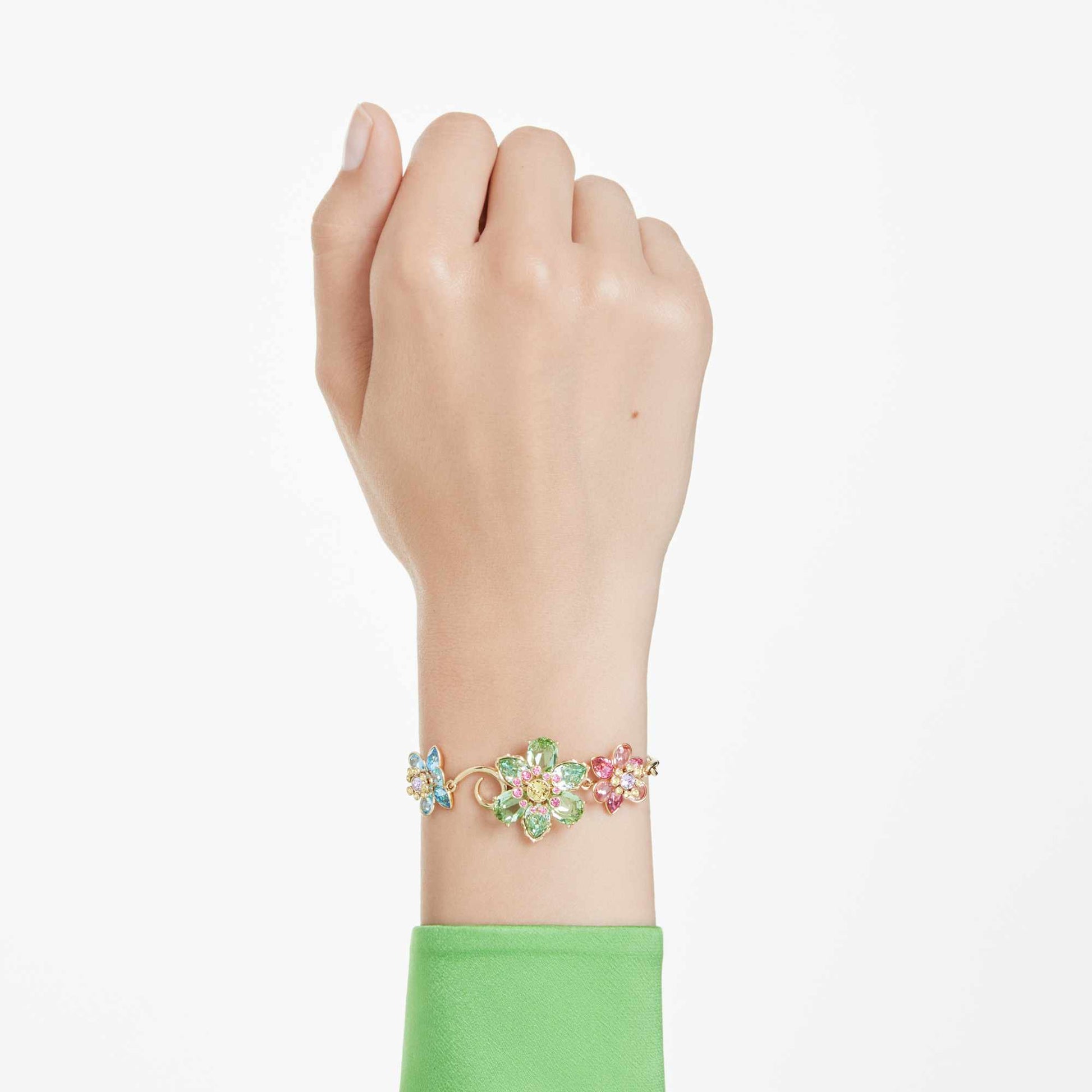 Idyllia Mixed‑Cut Flower Bracelet Gold‑Tone Plated Multicolored Swarovski