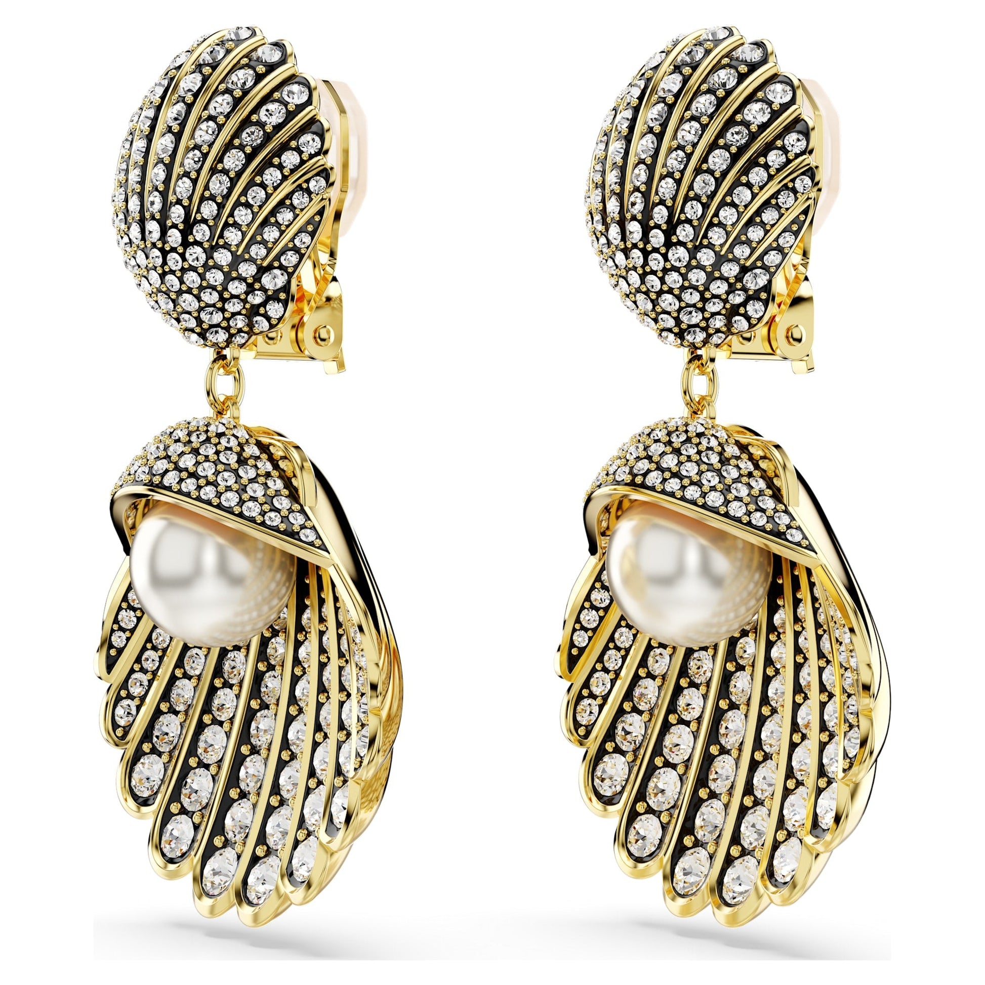 SWAROVSKI Idyllia Gold‑Tone Clip Earrings with Crystal Pearl Ocean Inspiration