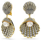 SWAROVSKI Idyllia Gold‑Tone Clip Earrings with Crystal Pearl Ocean Inspiration
