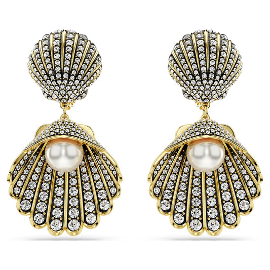 SWAROVSKI Idyllia Gold‑Tone Clip Earrings with Crystal Pearl Ocean Inspiration