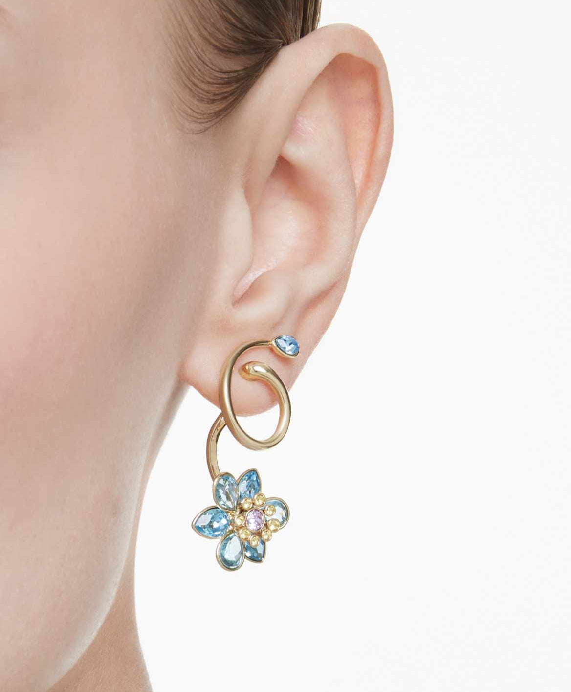 Swarovski Idyllia Gold-Tone Plated Multicolored Flower Drop Earrings