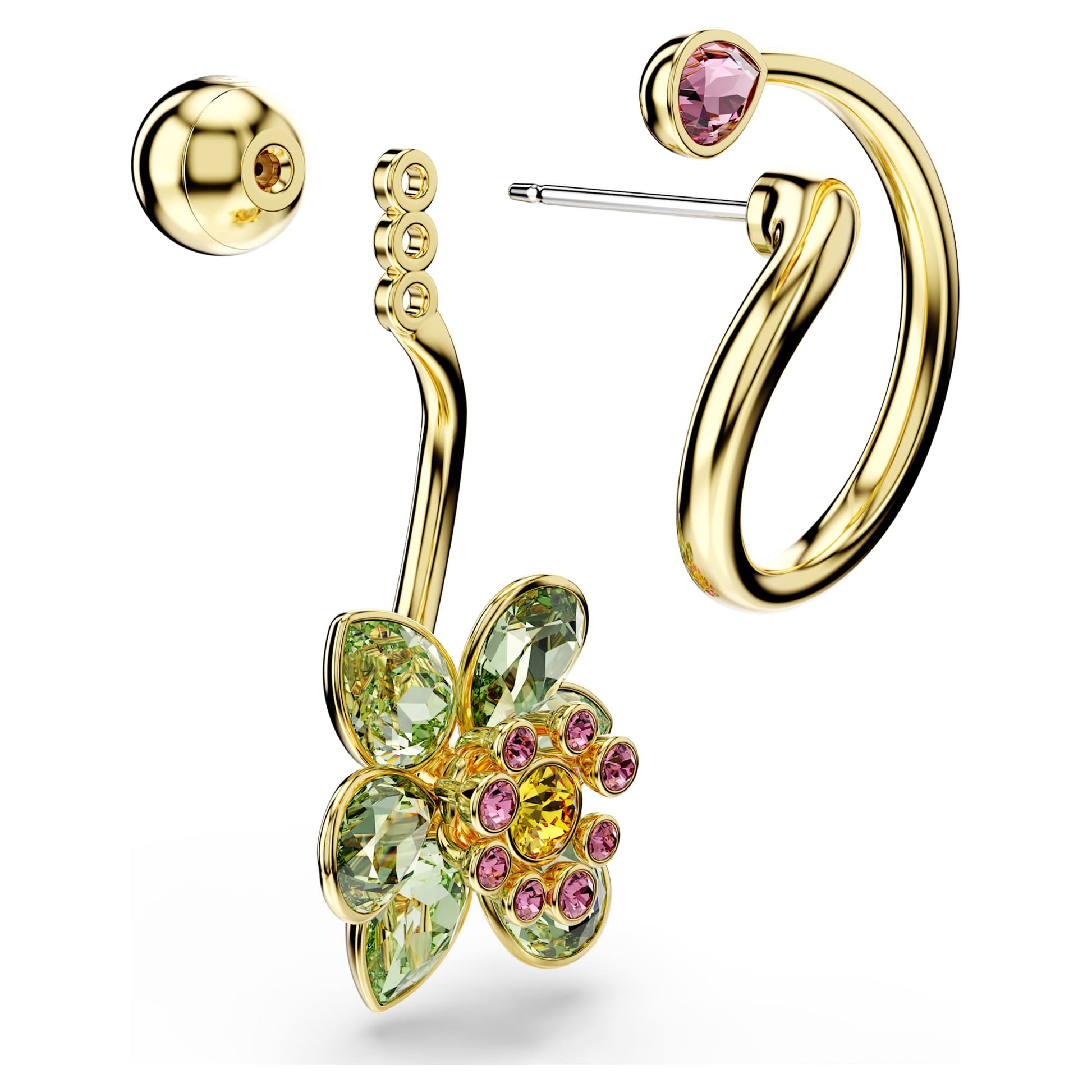 Swarovski Idyllia Gold-Tone Plated Multicolored Flower Drop Earrings