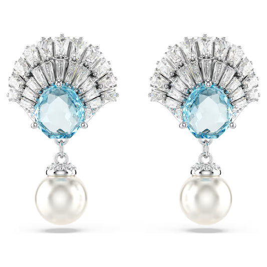 Swarovski Idyllia Blue Crystal Pearl Shell Drop Earrings