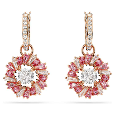 Swarovski Idyllia Pink Flower Drop Earrings, Rose Gold-Tone Plated, Mixed Crystal