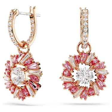 Swarovski Idyllia Pink Flower Drop Earrings, Rose Gold-Tone Plated, Mixed Crystal