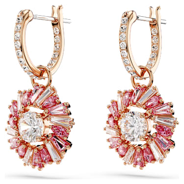 Swarovski Idyllia Pink Flower Drop Earrings, Rose Gold-Tone Plated, Mixed Crystal