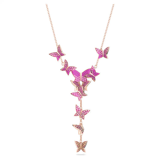 Swarovski Idyllia Lilia Pink Crystal Pave Butterfly Necklace