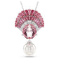 Idyllia Pendant: Elegant Pink Crystal Pearl Shell Rhodium Plated Necklace
