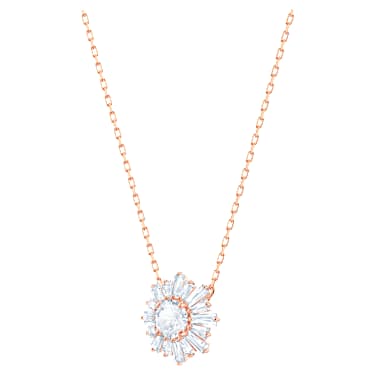 Swarovski Idyllia Sunburst Crystal Pendant Necklace, Rose Gold-Tone Plated, White