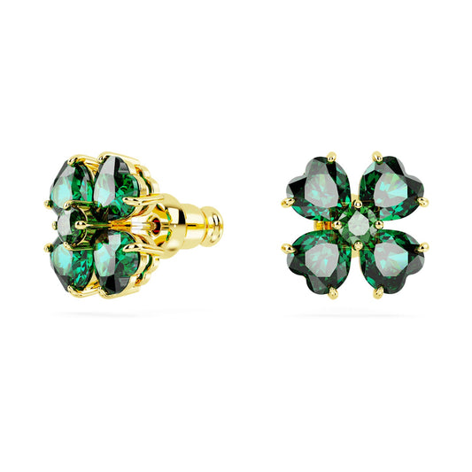 Swarovski Idyllia Green Clover Gold‑Tone Plated Stud Earrings