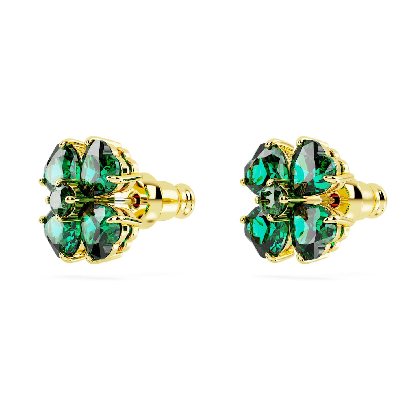Swarovski Idyllia Green Clover Gold‑Tone Plated Stud Earrings