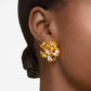 Swarovski Idyllia Gold-Tone Yellow Petal Stud Earrings with Crystal