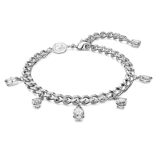 Elegant Imber Mixed Cut Crystal Bracelet, White Rhodium Plated, Chunky Chain Style