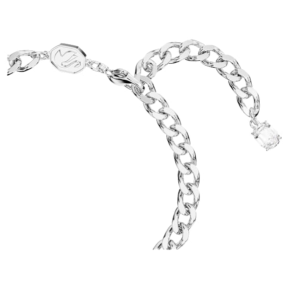 Elegant Imber Mixed Cut Crystal Bracelet, White Rhodium Plated, Chunky Chain Style