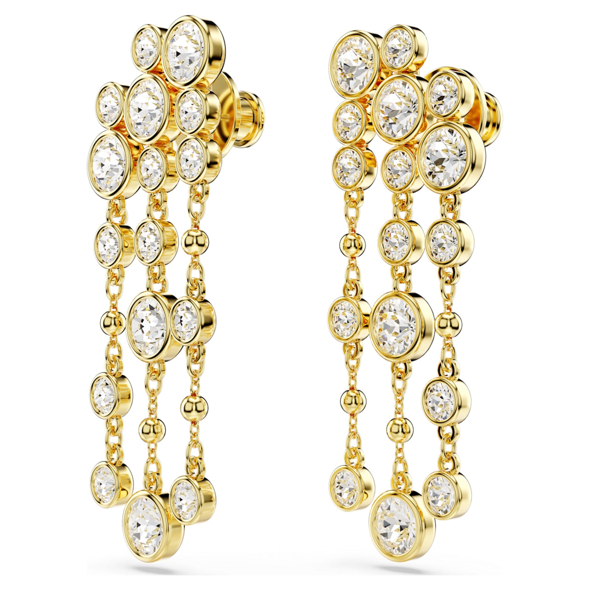 Swarovski Imber Round Cut Chandelier Drop Earrings White Gold-tone