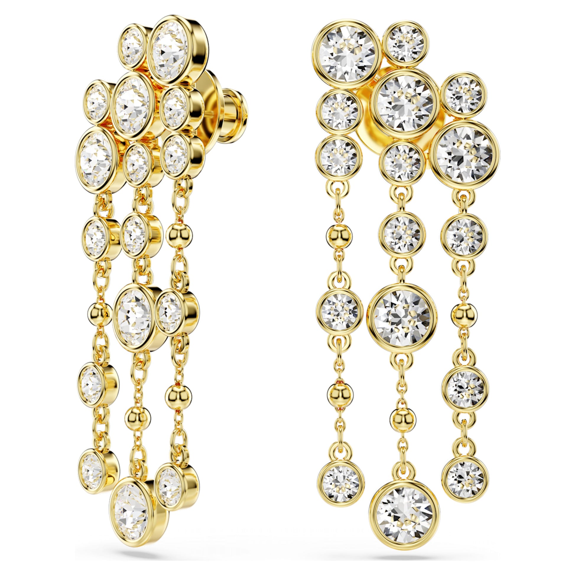Swarovski Imber Round Cut Chandelier Drop Earrings White Gold-tone