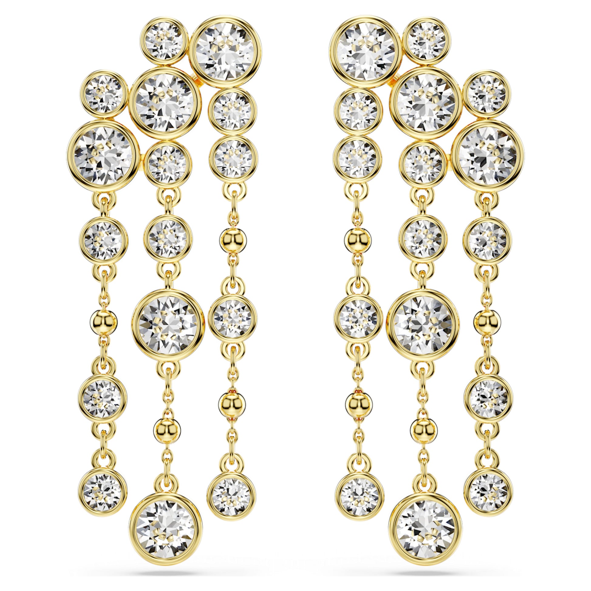 Swarovski Imber Round Cut Chandelier Drop Earrings White Gold-tone