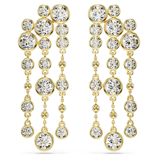 Swarovski Imber Round Cut Chandelier Drop Earrings White Gold-tone
