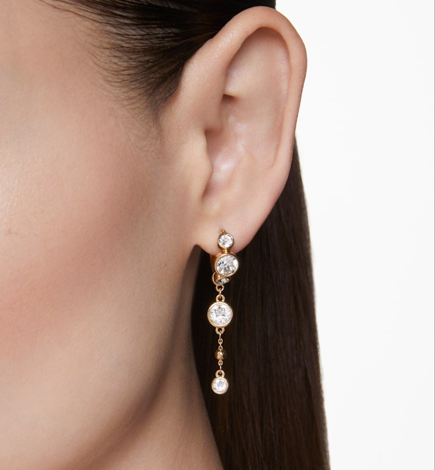 Swarovski Imber White Mixed-Metal Drop Earrings with Crystal Accents