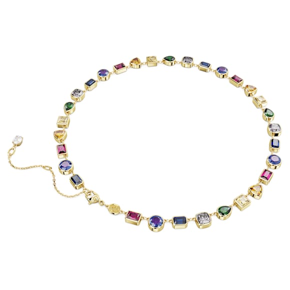 Vibrant Swarovski Imber Multicolored Zirconia Necklace, Gold-Tone Plated, Mixed Cuts, Elegant Design