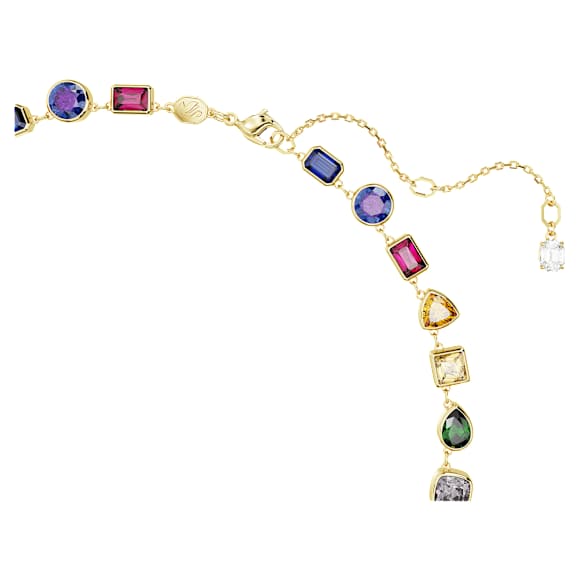 Vibrant Swarovski Imber Multicolored Zirconia Necklace, Gold-Tone Plated, Mixed Cuts, Elegant Design