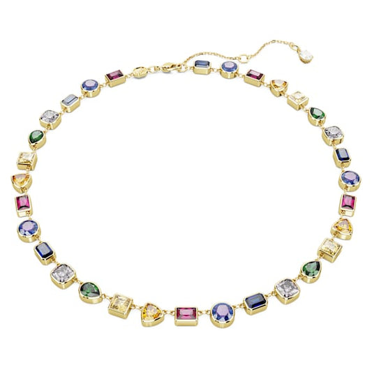 Vibrant Swarovski Imber Multicolored Zirconia Necklace, Gold-Tone Plated, Mixed Cuts, Elegant Design