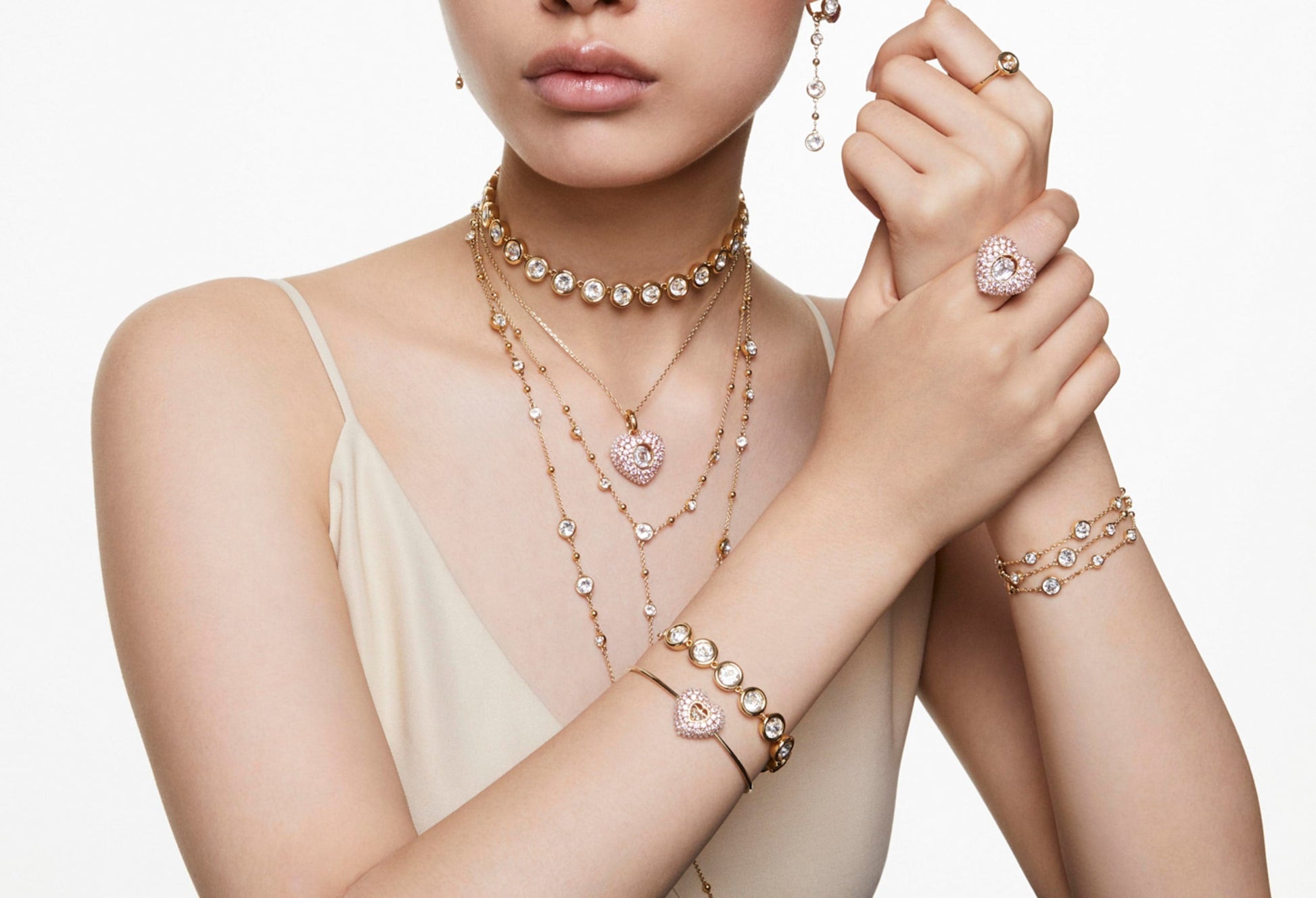 Swarovski Imber Wide White Gold-Plated Round-Cut Crystal Bracelet