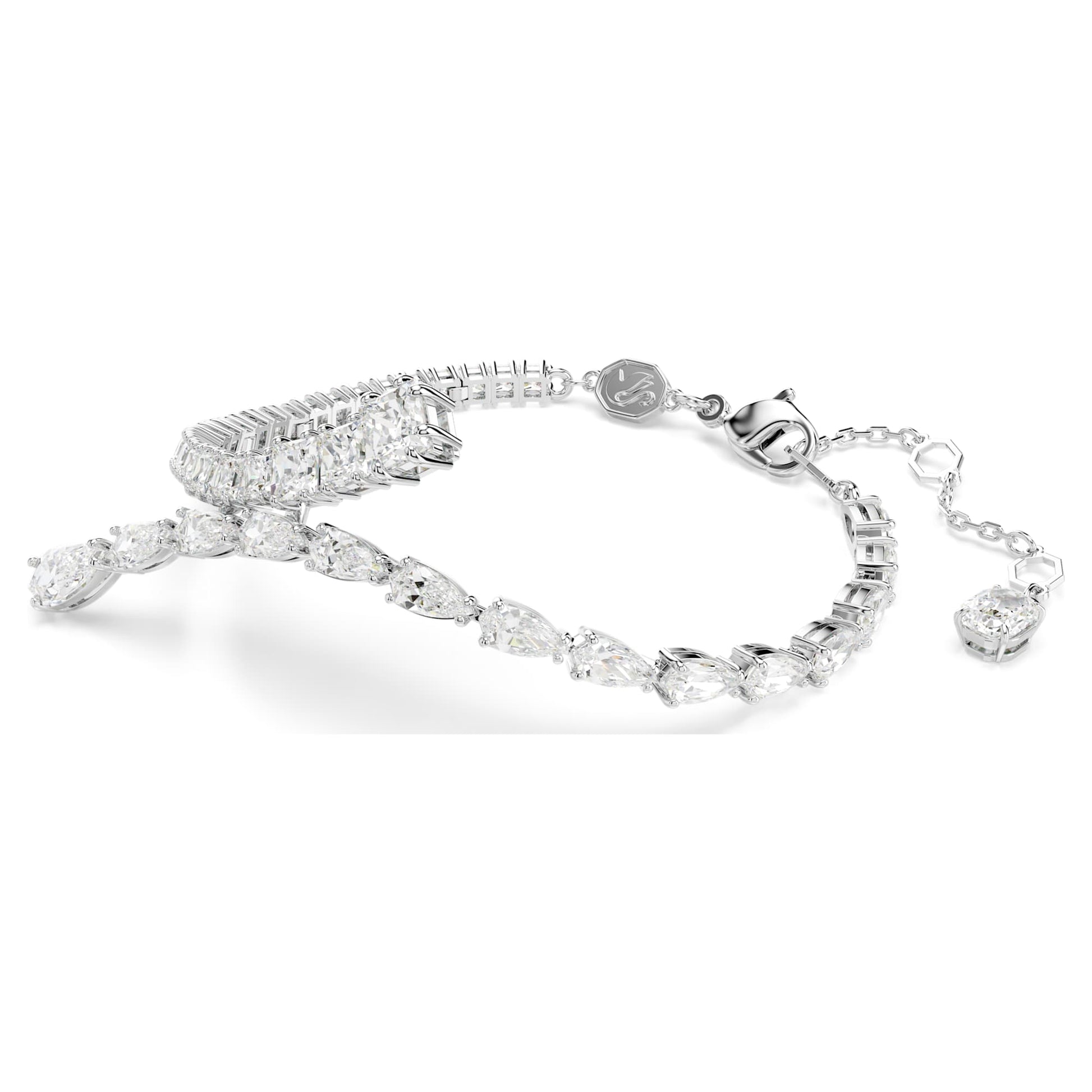 Swarovski Matrix White Rhodium Plated Bracelet with Mixed Cut Crystals
