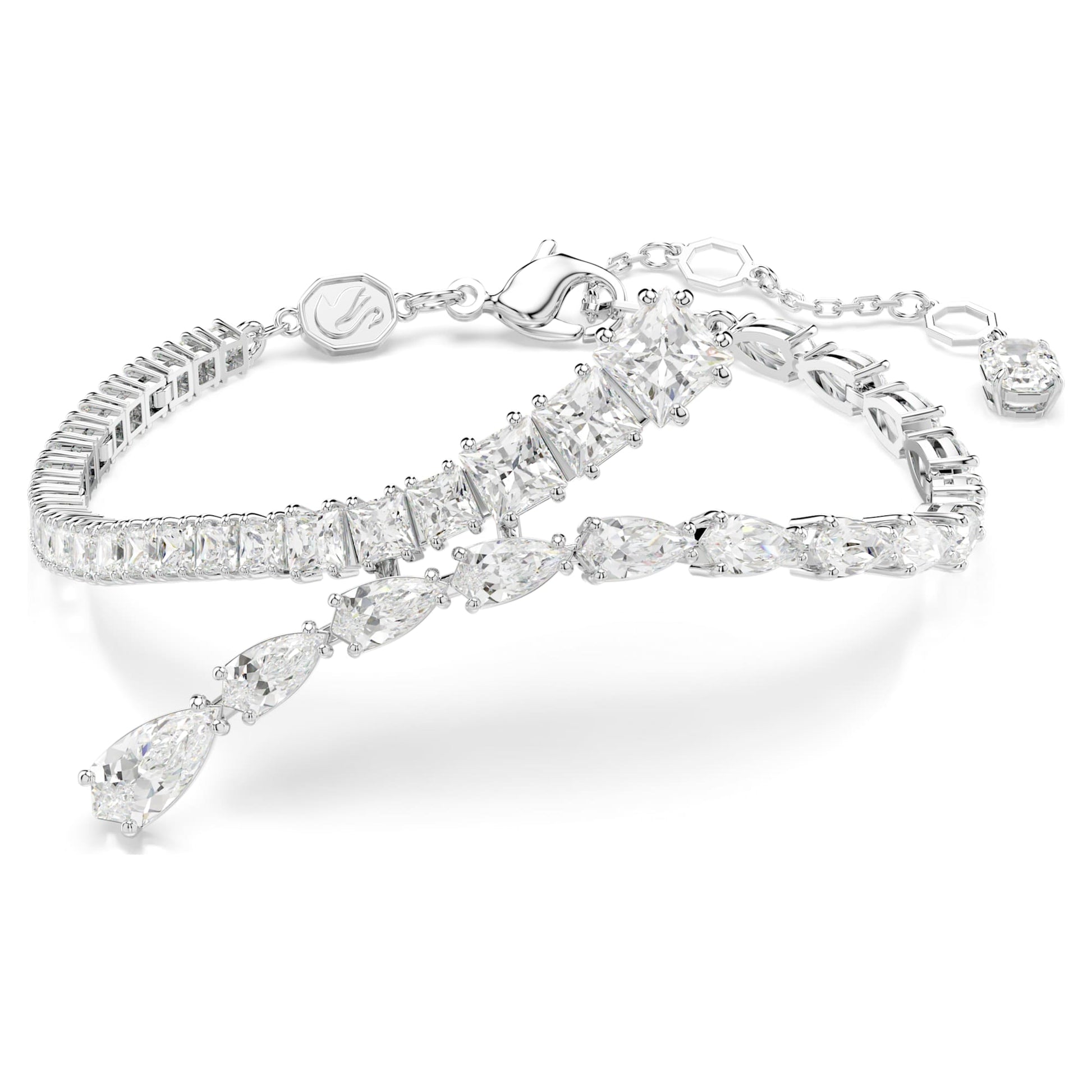 Swarovski Matrix White Rhodium Plated Bracelet with Mixed Cut Crystals