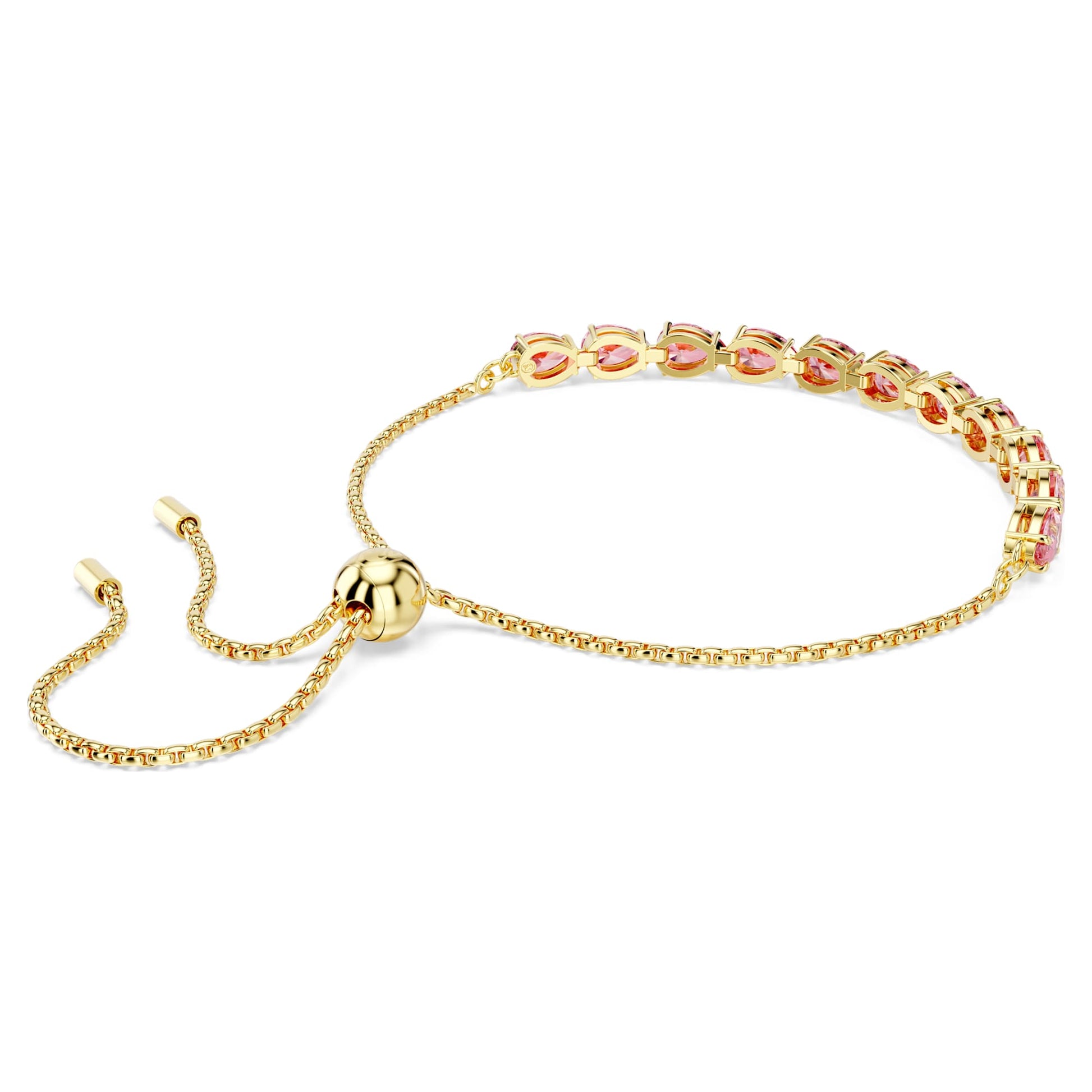 Elegant Swarovski Matrix Pear-Cut Pink Gold-Tone Plated Bracelet