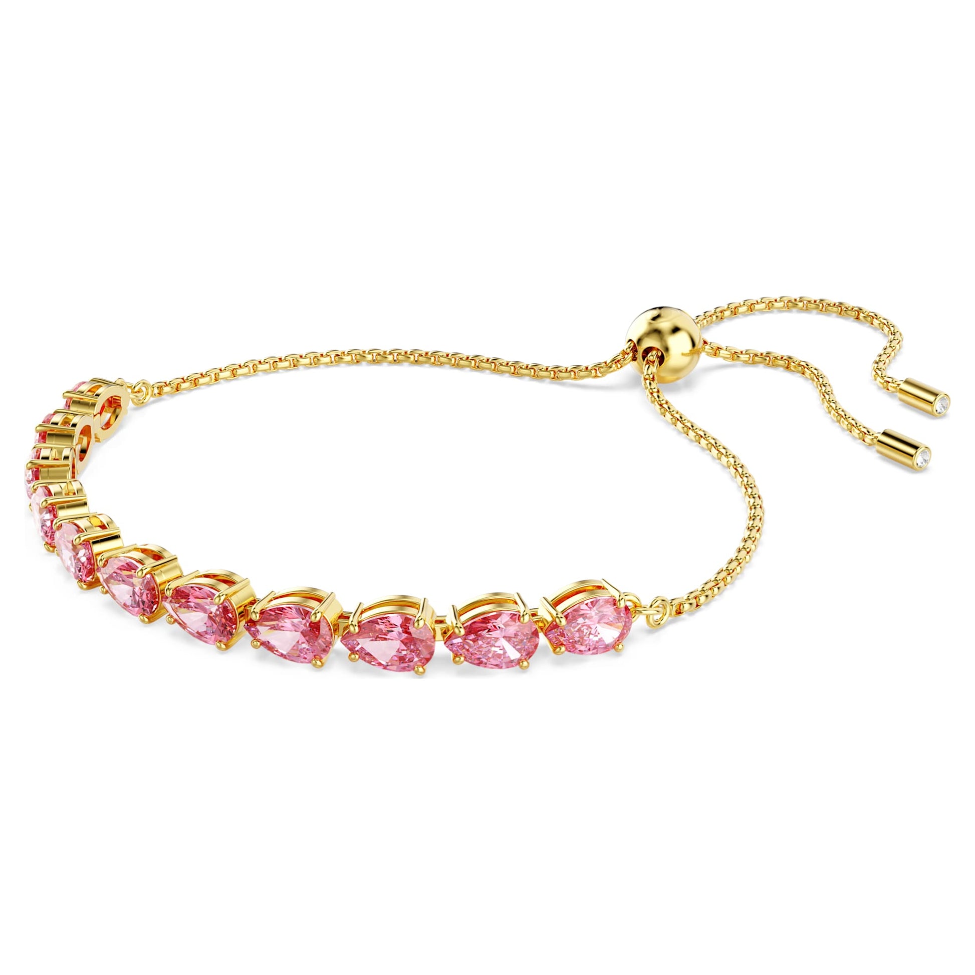 Elegant Swarovski Matrix Pear-Cut Pink Gold-Tone Plated Bracelet