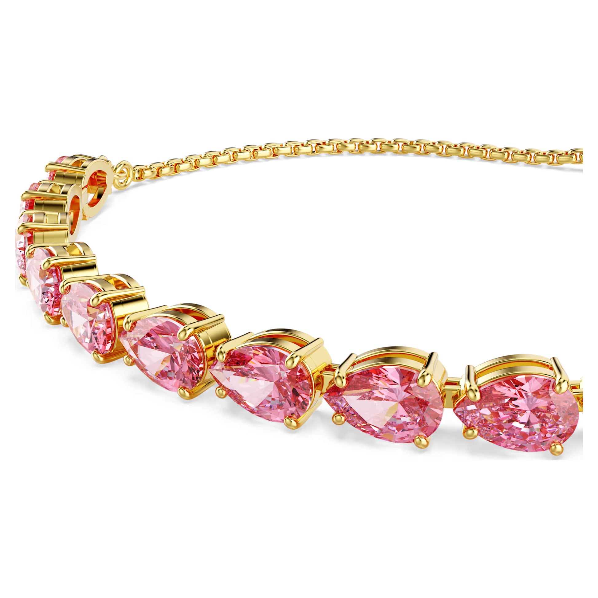 Elegant Swarovski Matrix Pear-Cut Pink Gold-Tone Plated Bracelet