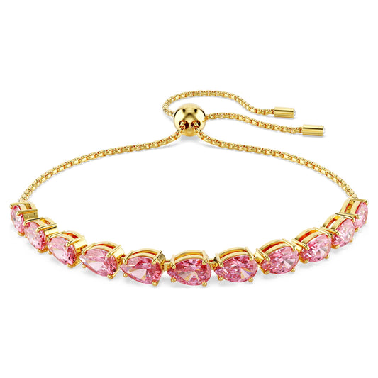 Elegant Swarovski Matrix Pear-Cut Pink Gold-Tone Plated Bracelet