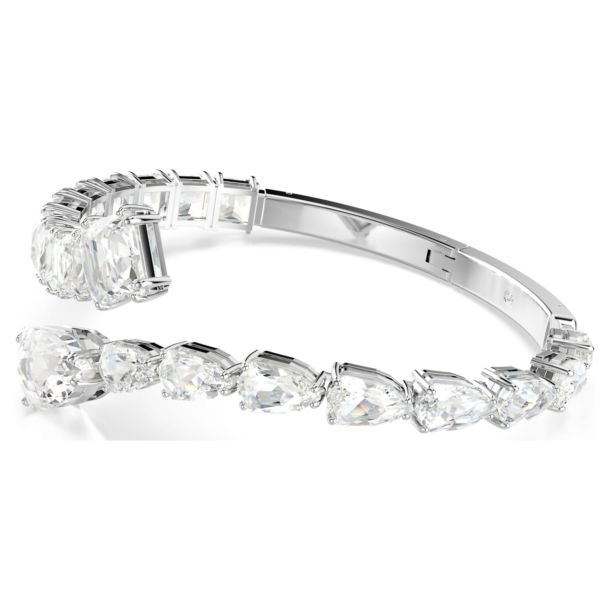 Swarovski Matrix Crystal Cuff Bangle with White Rhodium Plating