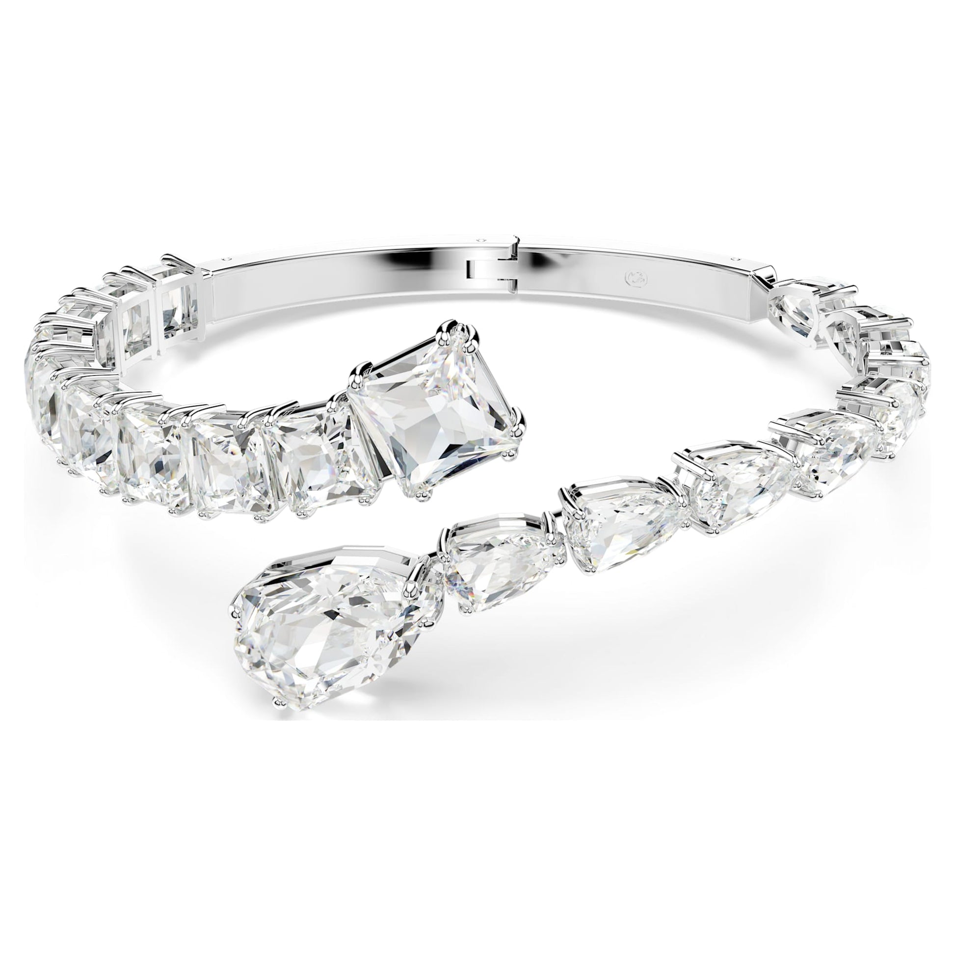 Swarovski Matrix Crystal Cuff Bangle with White Rhodium Plating