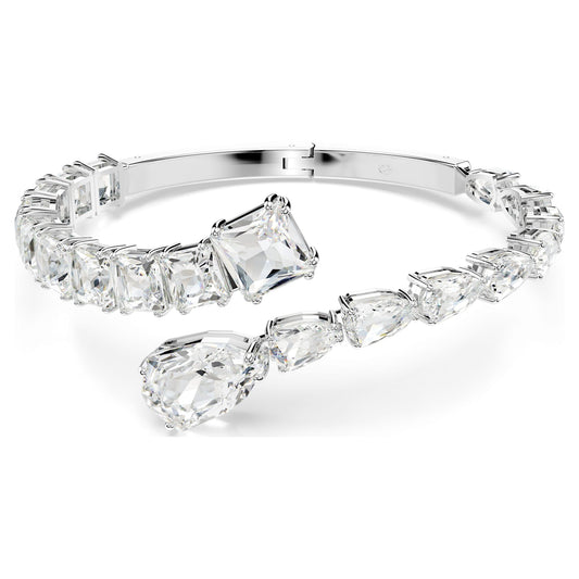 Swarovski Matrix Crystal Cuff Bangle with White Rhodium Plating