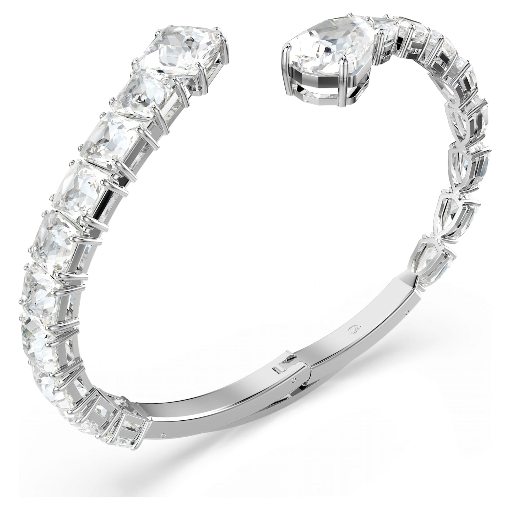 Swarovski Matrix Crystal Cuff Bangle with White Rhodium Plating