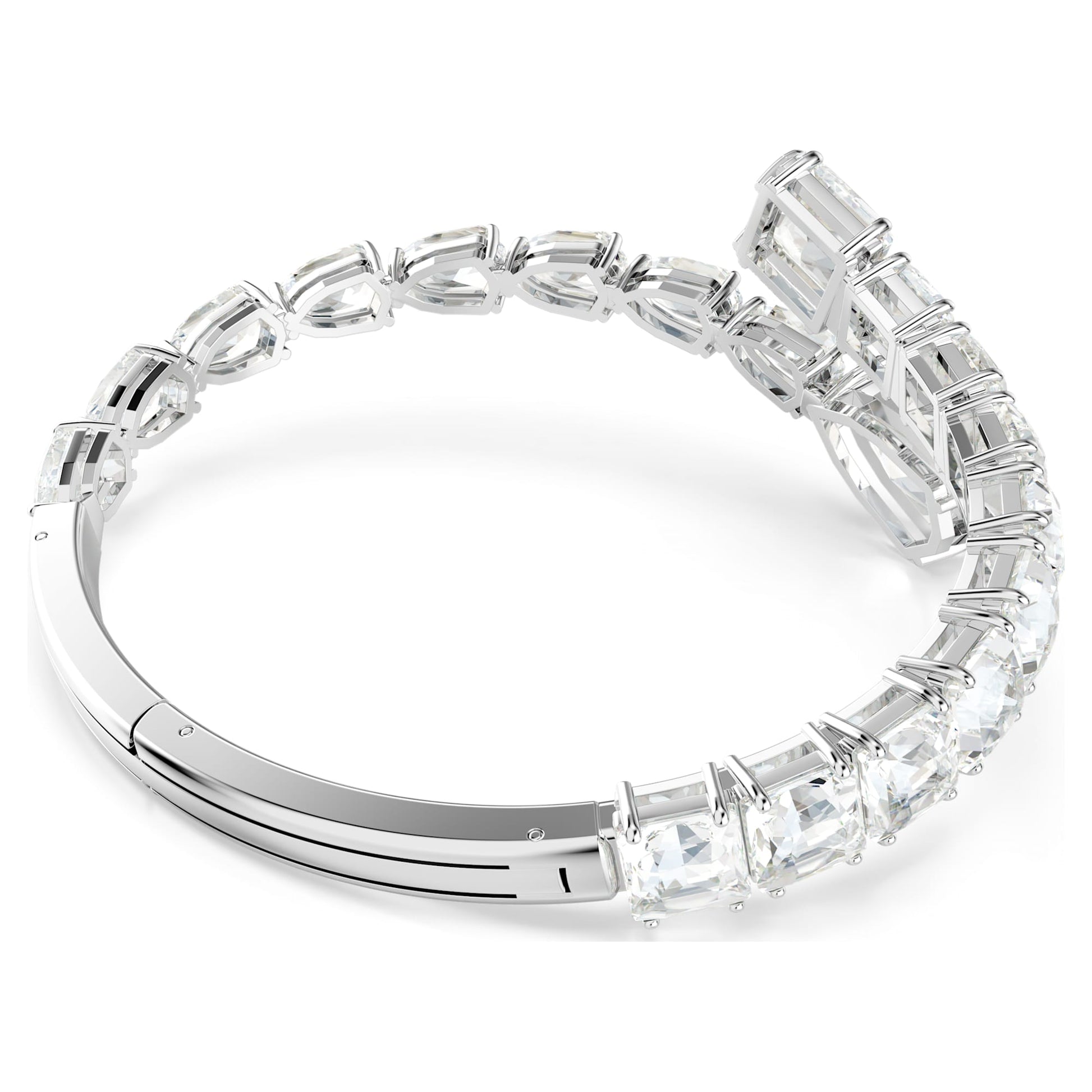 Swarovski Matrix Crystal Cuff Bangle with White Rhodium Plating
