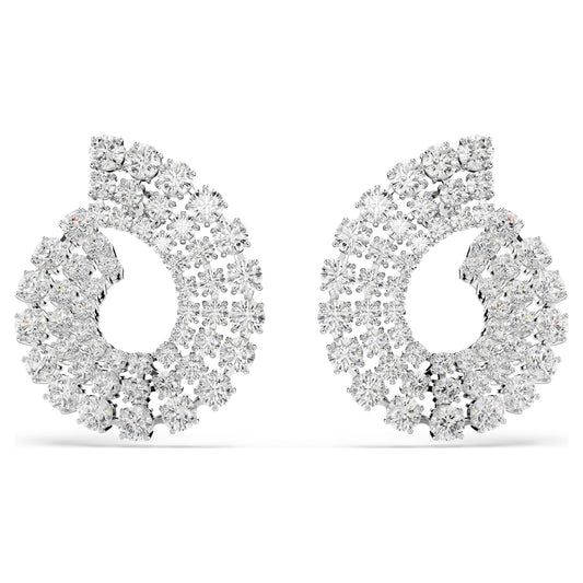 Swarovski Matrix Rhodium-Plated Hoop Earrings with Mixed Round-Cut Zirconia