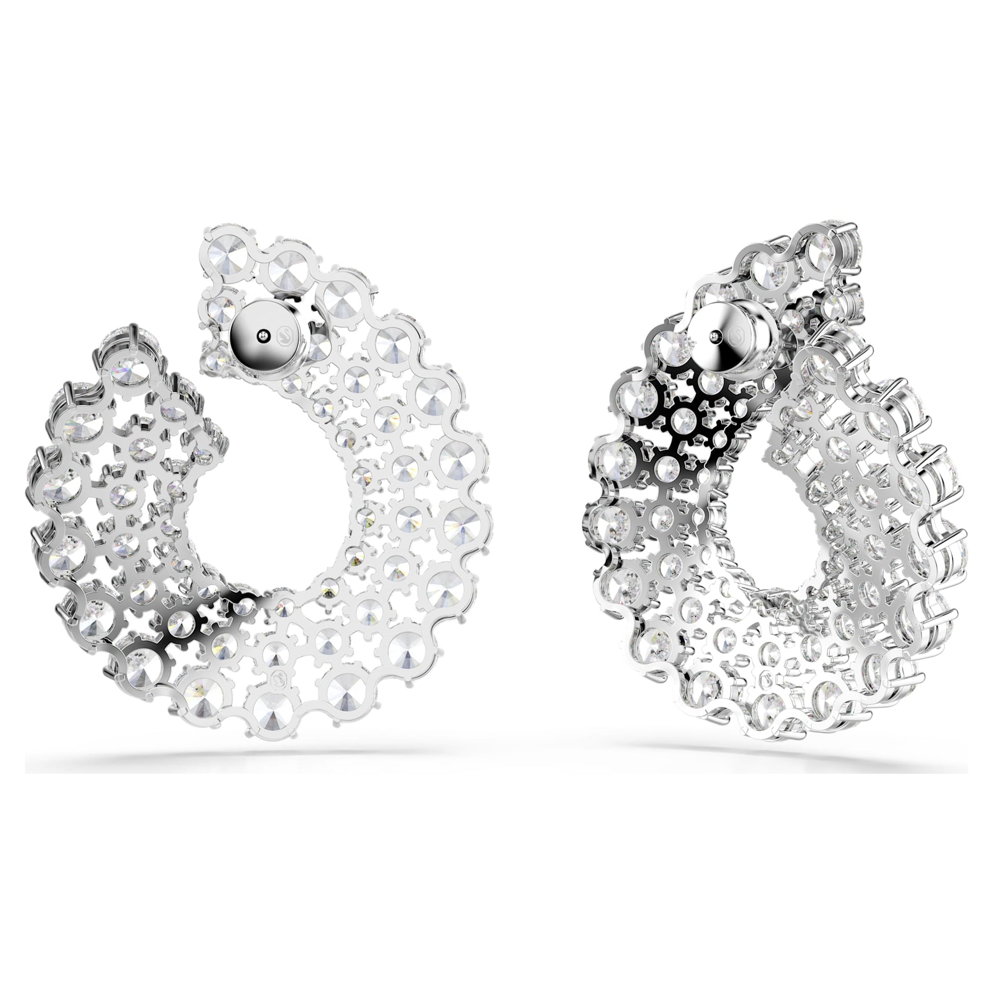 Swarovski Matrix Rhodium-Plated Hoop Earrings with Mixed Round-Cut Zirconia