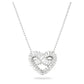 Swarovski Matrix Rhodium Plated Heart Pendant Necklace with Mixed Cut Crystals