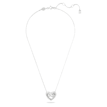 Swarovski Matrix Rhodium Plated Heart Pendant Necklace with Mixed Cut Crystals