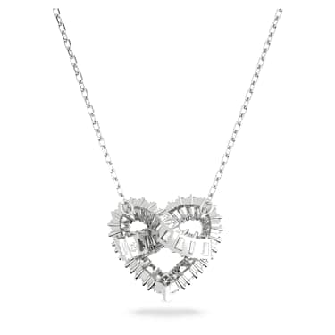 Swarovski Matrix Rhodium Plated Heart Pendant Necklace with Mixed Cut Crystals